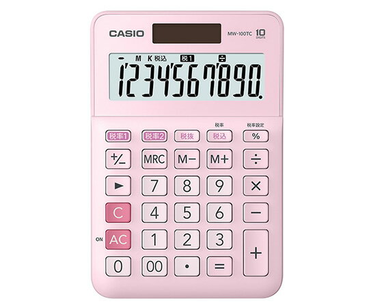 カシオ カシオ W税率電卓 ミニジャストサイズ10桁 ピンク 1個 MW-100TC-PK-N