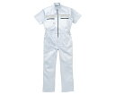 山田辰 半袖つなぎ服 白 L 1着 1-1030-WH-L(4)