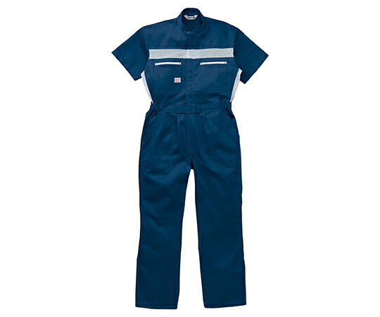 山田辰 半袖つなぎ服　ネイビーブルー　4L 1着 1-1050-NB-4L(4)