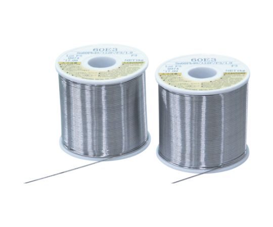 石川金属 やに入りはんだ ステクロン 60E（すず60％/鉛40％）-1.0mm-1kg S60-10 1巻●ぬれ性が高く、ステンレス、ニッケル、真鍮へのはんだ付けに適しています。●無洗浄タイプのやに入りはんだです。●良好なぬれ性で作業時間の短縮が可能です。●腐食性を抑え、接合後の信頼性を確保しています。●電気電子部品用です。●ステンレス、ニッケル、真鍮製端子類へのはんだ付けに。●線径（mm）：1●融点（℃）：183〜190●鉛フリーはんだ対応：非対応●フラックス含有量（mass％）：2.5●融点：183〜190℃●フラックス：MIL-RA級●材質／仕上：合金組成／すず含有率60％、鉛40％●原産国：日本●コード番号：116-6743
