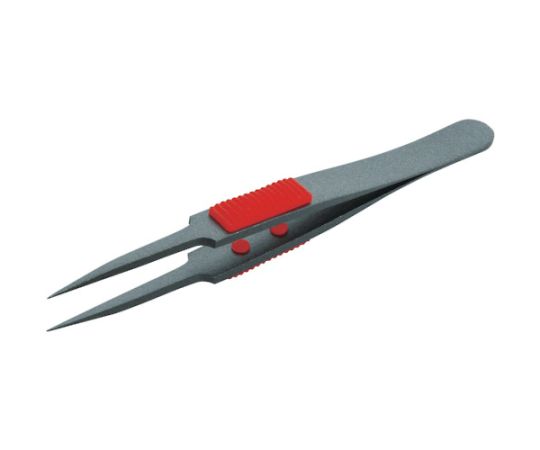 トラスコ中山 ラバーグリップ付ピンセット　非粘着タイプ　115mm　極細鋭型 TSP-224 1本