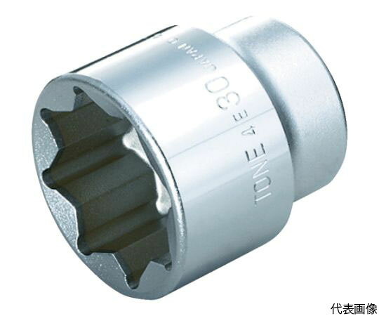 TONE ソケット（8角）　27mm 4E-27 1個●四角ボルト・ナット用のソケットです。●対辺寸法（mm）：27●差込角（mm）：12.7●全長（mm）：45●対辺形状：8角●対辺（mm）：27●四角ボルト・ナット用●材質／仕上：構造用鋼●原産国：日本●コード番号：369-6529