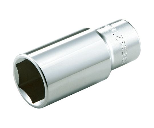 TONE ディープソケット（6角）　3mm 2S-03L 1個●ボルトが突き出したナットを回すのに適しています。●深い箇所のナットにも最適です。●差し込み後、トルクをかけてもナメにくくなっています。●対辺寸法（mm）：3●差込角（mm）：6.35●全長（mm）：51●対辺形状：6角●対辺（mm）：3●材質／仕上：構造用鋼●原産国：日本●コード番号：369-4585