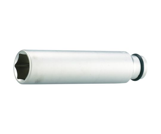TONE インパクト用超ロングソケット 対辺寸法12mm 全長150mm 4NV-12L150 1個●外観品質と防錆力の向上を図った無電解メッキ仕様のインパクト用ソケットです。●Oリング仮置き構造により、レンチにインパクト用ソケットを着脱する際にOリングを一旦溝に仮置くことで作業性を向上させています。●ボルト・ナットの締付け・緩め作業用。●対辺寸法（mm）：12●差込角（mm）：12.7●全長（mm）：150●対辺形状：6角●適合ピン：P3020S●適合Oリング：RP20S●対辺（mm）：12●材質／仕上：構造用鋼●セット内容／付属品：ピン・Oリング●原産国：日本●コード番号：356-6561