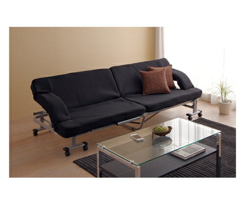 アイリスオーヤマ 折りたたみソファベッド OTB-SFN(ブラック/シルバー)