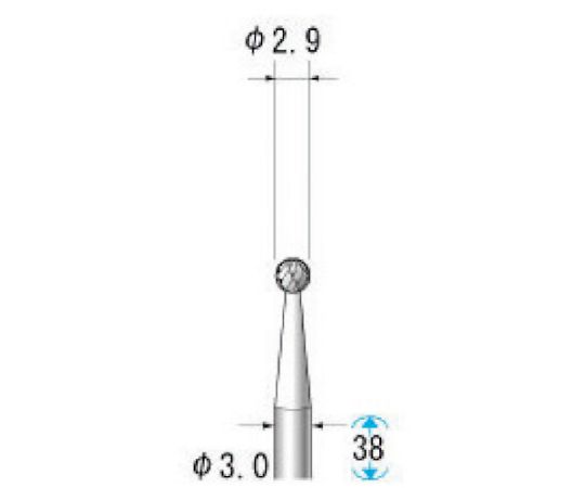 ナカニシ 超硬アロイカッター　球（オール超硬）　刃径3.0mm　刃長2.8mm 24611 1本
