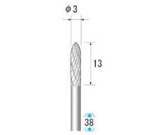 ナカニシ 超硬アロイカッター　テーパー（オール超硬）刃径3mm　刃長12.7mm 24653 1本