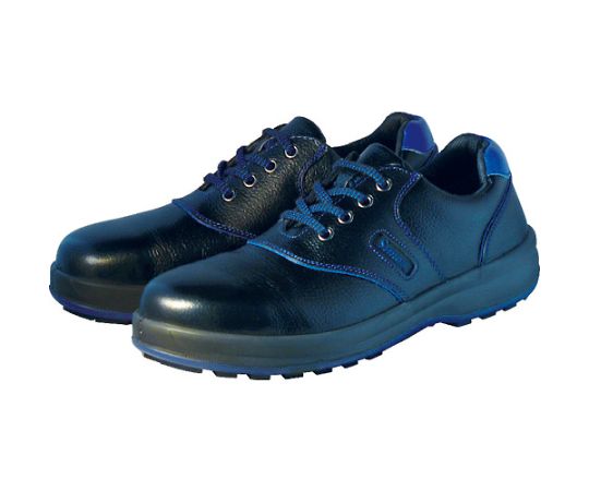 シモン 安全靴　短靴　SL11-BL黒/ブルー　28.0cm SL11BL-28.0 1足●加水分解しないSX高機能樹脂の採用により高い耐久性を実現しました。●内装材に消臭・抗菌防臭機能を備えた新素材を採用しています。●フラットソールにし接地面積が大きく安定感に優れ、全方向性耐滑です。●接地面積を最大化する「独立懸架方式」のSX3層底により、あらゆる凹凸床面や平滑床面においても優れたグリップ力を発揮します。●建設、運輸他一般製造業に。●寸法（cm）：28.0●色：ブラック/ブルー●足幅サイズ：EEE●規格：JIST8101CI/S/P1/F2/HI1/H合格●耐圧迫荷重（kN）：10±0.1●US（アメリカ）規格サイズ：10.5●UK（イギリス）規格サイズ：9 1/2●EU（ヨーロッパ）規格サイズ：43-44●参考質量：約840g（26.0cm計測）●材質／仕上：甲被／高級牛革（ソフト）、先芯／ワイドACM樹脂、靴底／SX高機能樹脂+2層SXラバー（SX3層底Fソール）、中敷／クレイドルインソール●原産国：日本●コード番号：400-7361