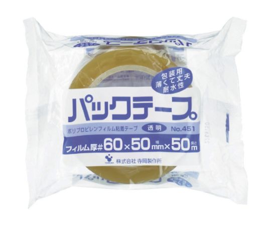 寺岡製作所 パックテープ　NO.451　#60　クリーム　50mmX50M 451 C-60-50X50 1巻
