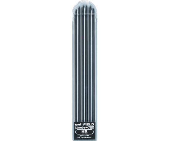 三菱鉛筆 フィールド建築用2.0mmシャープ替芯　HB U202101PHB 1パック(6本入)●木材筆記時でも、濃く、折れにくくなっています。●木材・コンクリートへのマーキングに。●色：黒（HB）●芯径（mm）：2●適合機種：M207001PHB●143.6x26x6mm●材質／仕上：墨芯●原産国：日本●コード番号：408-8905