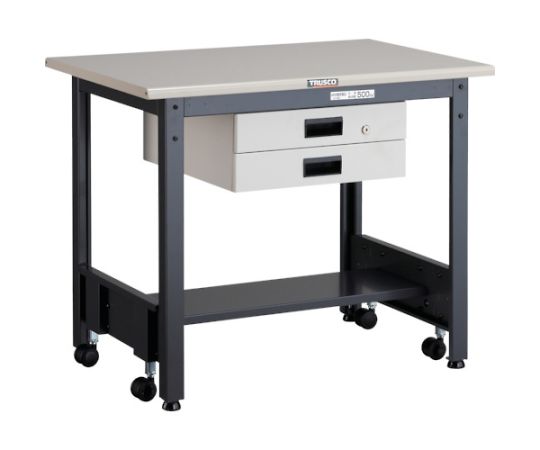 トラスコ中山 CFWS型作業台　900X600XH740　薄型2段引出付 CFWS-0960UDK2 1台