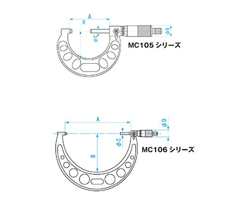Shop de clinic楽天市場店の新潟精機（SK） 標準外側マイクロメータ　125-150　一般校正付 MC105-150 1本｜アングル3