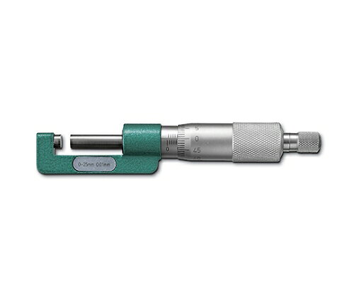 新潟精機（SK） ハブマイクロメータ　一般校正付 MC203-25H 1個●定圧装置付●フレームは塗装仕上●測定面は超硬チップ付●通常マイクロメータでは測れない、狭い箇所の測定に最適です！●フレーム材質：球状黒鉛鋳鉄●スピンドル材質：高炭素クロム軸受鋼●測定範囲：0〜25mm●最小読取値：0.01mm●最大許容誤差：4μm●歯車のハブ径測定など、狭い箇所の測定に●本体質量：150g●本体A：28mm●本体B：20mm●本体C：6mm●本体D：6mm●本体E：18mm●●書類内容：校正証明書・トレーサビリティ体系図●校正ポイントはメーカー指定の校正ポイントになります、別途校正ポイントをご指定いただく際は別途お見積となります。