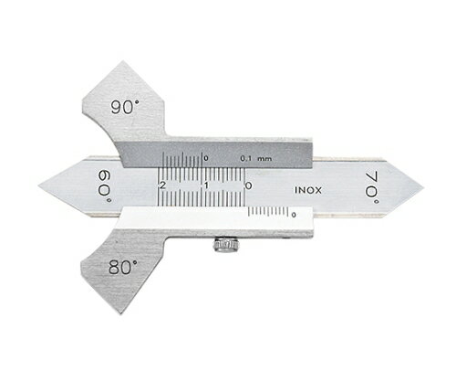 新潟精機（SK） 溶接ゲージ AWG-10 1個●防錆処理が容易なステンレス製●開先角度60°70°80°90°●溶接加工の必需品！アナログタイプ。すみ肉ののど厚・余盛の高さ測定専用ゲージです！●材質：ステンレス●すみ肉のど厚：11mm●余盛の高さ：8mm●器差：±0.2mm●最小読取値：0.1mm●溶接の肉盛、すみ肉の大きさ●本体質量：80g●本体全長：100mm●本体全幅：57.5mm●本体厚さ：5mm●コード番号：00007516