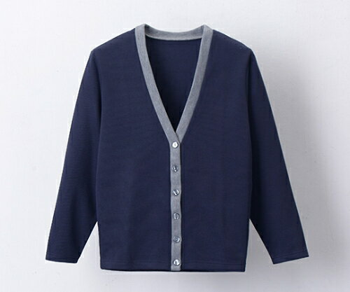 ディーフェイズ Vネックカーディガン ネービー×グレー LL C-04 1枚