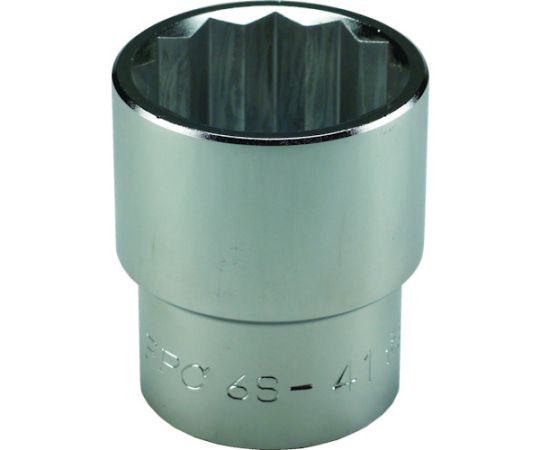 フラッシュツール ソケット　12角　差込角19.0mm　対辺38mm　1.1/2 6S-38 1個●スタンダードタイプのソケットです。●対辺寸法（mm）：38●差込角（mm）：19.0●全長（mm）：62●対辺形状：12角●対辺（mm）：38●材質／仕上：クロムモリブデン鋼●原産国：日本●コード番号：769-7031