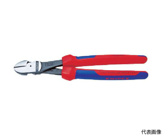 KNIPEX 強力型ニッパー180mm 7405-180 1丁●ジョイント部は鍛造軸カシメを採用し耐久性に優れています。●ピアノ線を含む様々なワイヤの切断に適しています。●最適な刃の位置と角度・てこの原理を最大限発揮するデザイン・人間工学に基づいたハンドル形状-この3つの利点により、少ない力で高い切断能力を発揮します。●入念な焼入れ処理が施された刃の硬度は約HRC64です。●全長（mm）：180●刃表面形状：両刃（ベベル付）●切断能力（mm）ピアノ線：φ2.2●切断能力（mm）硬線：φ2.7●ハンドル：コンフォートタイプ●切断能力（mm）中硬線：φ3.8●刃：クロムメッキ●材質／仕上：焼き入れクロムバナジウム鋼●原産国：ドイツ●コード番号：497-2520