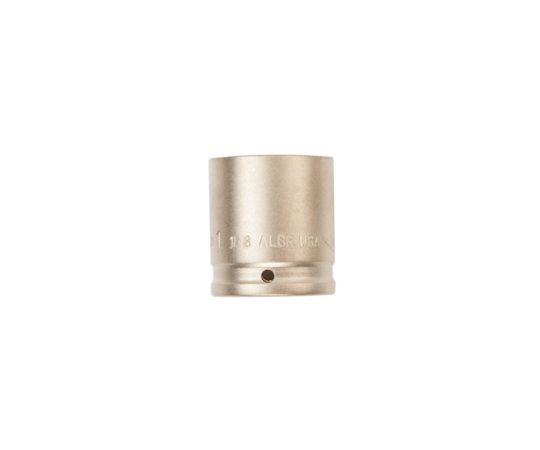 Ampco 防爆インパクトソケット　差込み12.7mm　対辺25mm AMCI-1/2D25MM 1個●インパクト用スタンダードタイプの六角ソケットです。●石油化学工場、精油所、精錬所、船舶、ガス工場、ペイント工場、化学工場など火花を嫌う場所で使用します。●二面幅寸法（mm）：25●全長（mm）：38●差込角（mm）：12.7●米国認定機関FMRC認定品●材質／仕上：●▼ニッケルアルミ銅合金●原産国：アメリカ●コード番号：498-5842