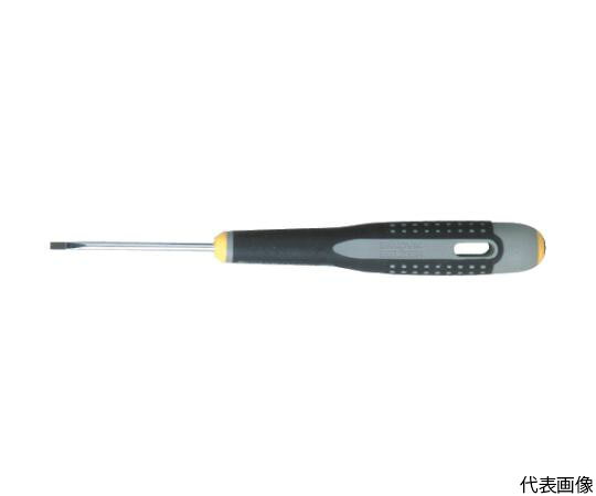 バーコ グリップドライバー エルゴドライバー -0.6×3.5 軸長125×全長247mm BE-8230 1本●人間工学に基づいた手に優しいエラストマー付エルゴハンドルです。●ハンドル両端部に色あせしないカラーコーティングを施しています。●刃先：（-）0.6×3.5●軸長（mm）：125●全長（mm）：247●全身焼入●ブラックポイント加工●材質／仕上：軸／工具鋼、グリップ／プラスチック、ゴム●原産国：スペイン●コード番号：498-0824