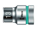 Wera 8790　HMC　HFソケット　1/2　13.0mm 003733 1個●各サイズが色で分けられているため、サイズを簡単に選べます。●ホールディングファンクション（HF）により、ボルトやナットを着磁機能なしで保持できます。●クロムメッキ仕上げです。●対辺六角形状タイプのソケットです。●対辺寸法（mm）：13●差込角（mm）：12.7●全長（mm）：37●対辺形状：6角●対辺（mm）：13●サイクロップラチェット1／2用ソケット●材質／仕上：特殊工具鋼●原産国：チェコ●コード番号：819-5973