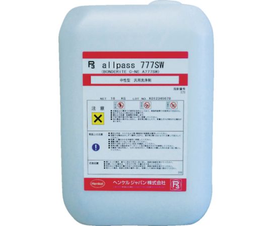 ヘンケルジャパン 油・グリス・ワックス用洗浄剤　18KG C-NE A777SW 1缶