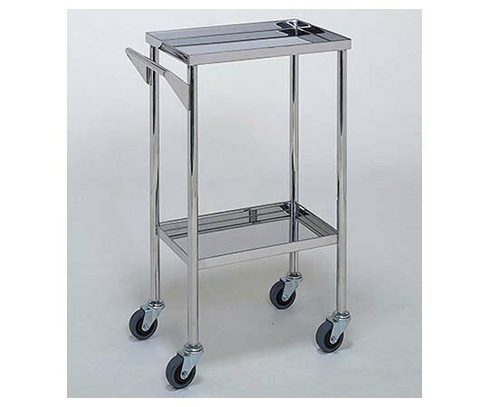 柏ステンレス工業 ステンレスワゴン 回診車 (静音仕様立上) 2段 450×300×800mm ステンレスワゴンMB-161..