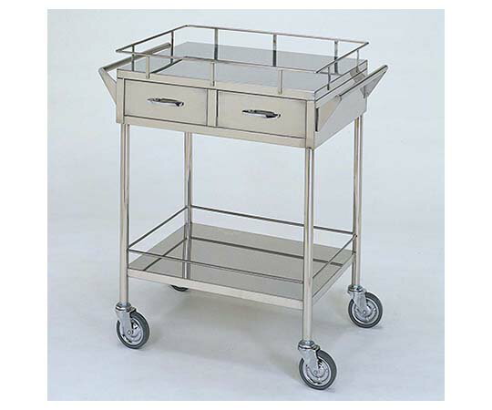 柏ステンレス工業 ステンレスワゴン 回診車M (枠付) 引出2個付 2段 ステンレスワゴン(ヒキダシヅケ)MB-..