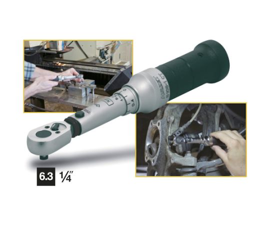 HAZET 高精度プリセット型トルクレンチ　差込角6.35mm 6108-1CT 1個●高精度のトルク管理を容易に行えます。●軽量・強固なクロームバナジューム鋼と強化樹脂グリップにより耐久性と軽量化を絶妙なバランスで実現しています。●精密トルク管理から超高トルク管理まで。●トルク調整範囲（N・m）：2〜10●最小目盛（N・m）：0.20●差込角（mm）：6.35●全長（mm）：198●頭部幅（mm）：24●トルク精度：±2％●負荷方向：右●材質／仕上：ヘッド・スリーブ／クロームバナジューム鋼●グリップ／強化樹脂●原産国：ドイツ●コード番号：828-7171