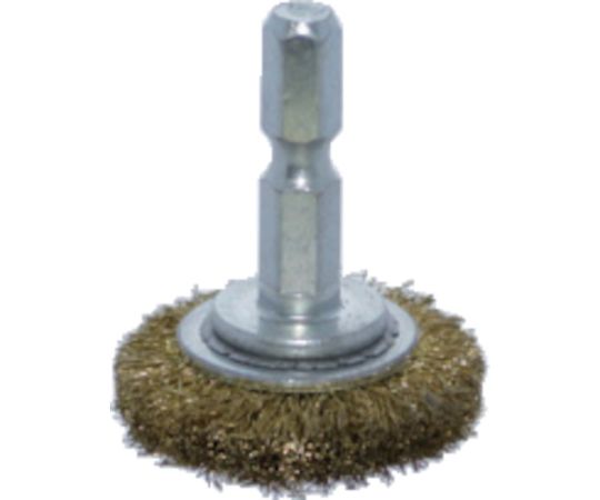 トラスコ中山 軸付ホイールブラシ　φ32X軸6.35　真鍮線　線径0.15 TB-6204-60 1個