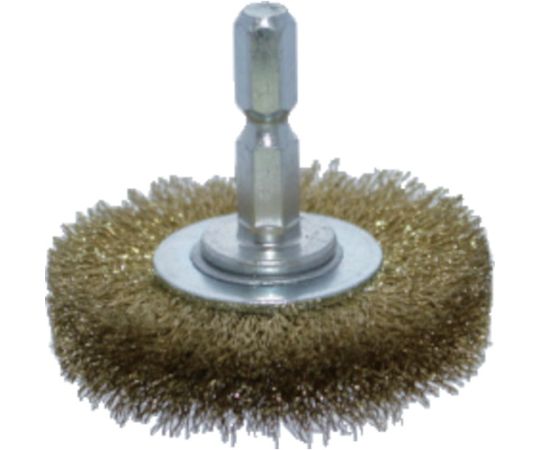 トラスコ中山 軸付ホイールブラシ　φ50X軸6.35　真鍮線　線径0.15 TB-6224-60 1個