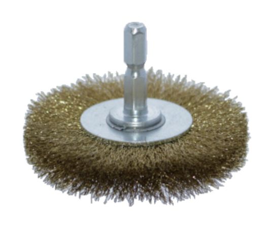 トラスコ中山 軸付ホイールブラシ　φ65X軸6.35　真鍮線　線径0.15 TB-6234-60 1個