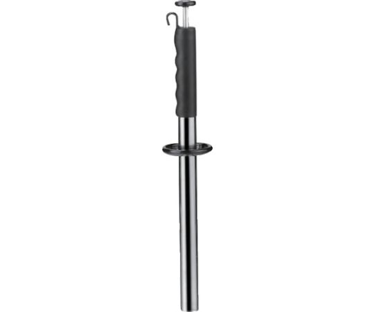 トラスコ中山 マグネットハンド　400mm TMGB-400 1本●ステンレス製なので水の中でも使用でき、さびにくい構造です。●吸着物の除去はスライドハンドルを引くだけのワンタッチ操作です。●伸縮自在のクリップ付アンテナは、携帯・保管・使用に便利です。●機械組立加工工場に適しています。●水・油槽内の切り粉・スラッジなどの除去。●狭小部の切り粉研磨粉、落下物の除去。●落ちたネジ等を拾う時に。●組み立て・修理工場。●機械加工工場。●吸着力（N）：22●全長（mm）：406●マグネット径（mm）：25.4●吸着力（kg）：2.6●永久磁石のため、半永久的に使用できます●吸着範囲：160mm●材質／仕上：マグネット／ネオジム磁石、本体／ステンレス（SUS201）、グリップ／ポリプロピレン（PP）●注意：精密機器や磁気の影響を受けやすい場所には近づけないようご注意ください。●原産国：中国●コード番号：856-6669