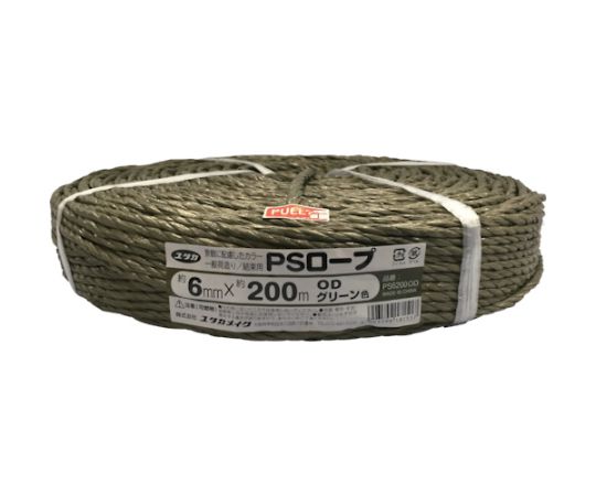 ユタカメイク PSロープ　ODグリーン　6mm×200m PS6200OD 1巻