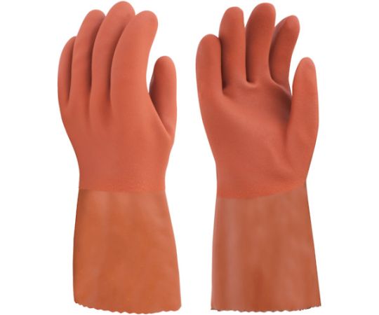 東和コーポレーション 防寒手袋 ソフト防寒用 L 653-L 1双●裏地に純綿起毛メリヤスを使用しています。●防寒保温性に優れています。●塩化ビニール製で耐油性、耐摩耗性に優れています。●柔らかさを重視したタイプです。●塩化ビニールをコーティングしているため、天然ゴム製の手袋に比べて油に強く、耐摩耗性に優れています。●セミロングタイプで袖口が濡れにくい手袋です。●指、手のひらにすべり止め加工を施しているため、グリップ性に優れています。●土木、建設、機械部品製造、漁業、防寒作業。●色：ブラウン●サイズ：L●全長（cm）：30.0●手のひら周り（cm）：24.4●中指長さ（cm）：8.4●厚さ（mm）：約2●抗菌防臭加工●材質／仕上：表／塩化ビニール樹脂、裏／綿●原産国：中国●コード番号：102-5816