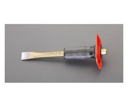 エスコ 石工チゼル（グリップ付）　23×250mm EA572DA-1A 1本●グリップ付なので手を傷めません●材質：クロムバナジウム鋼●軸径：16mm●刃幅：23mm●全長：250mm●重量：485g●グリップ付