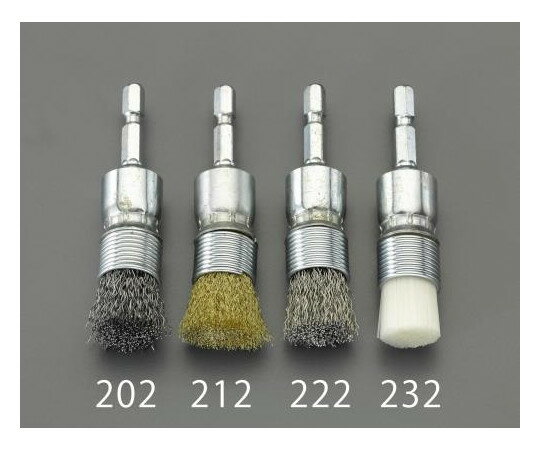エスコ 六角軸軸付ブラシ（エンド型/ステンレス）　15mm EA819BL-211 1個