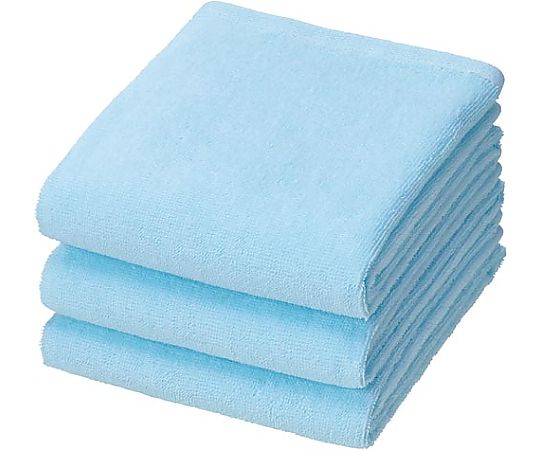 東進 高耐久性フェイスタオル ブルー 3枚 KU-172 1パック(3枚入)