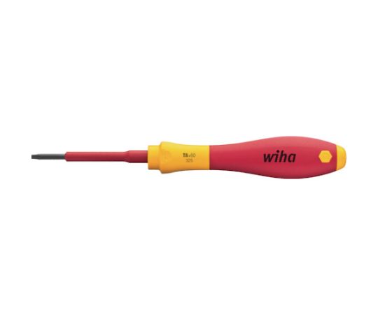 Wiha　Tools 325 絶縁ドライバー T9×60mm 325009 1本●トルクスねじ用絶縁ドライバーです。●人間工学に基づいた形状のグリップを採用しており、長時間の使用にも疲れにくいです。●刃先：T9●軸長（mm）：60●全長（mm）：164●1000V絶縁仕様●IEC60900：2004準拠●材質／仕上：ブレード／クロムバナジウムモリブデン鋼●原産国：ドイツ●コード番号：249-4324