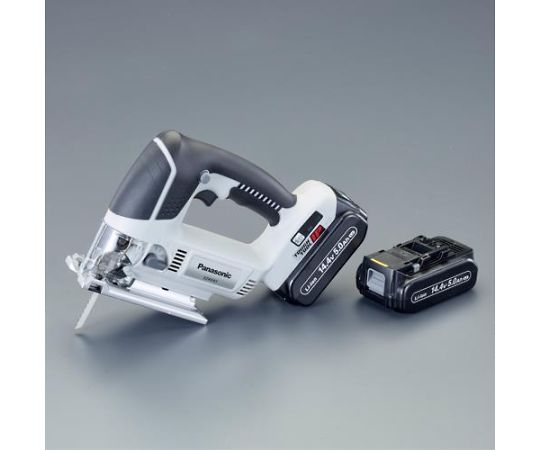 アズワン ジグソー DC14.4V [充電式] EA854PA-1 1台●仕様：樹脂ケースセット●バッテリー：14.4V（リチウムイオン4.2Ah）●充電時間：約54分●ストローク数：0〜2,400spm●ストローク長：20mm●傾斜切断角度：左右0〜45°●防じん・耐水機能：IP56●能力：木材／65mm、 アルミニウム／10mm、 軟鋼板／6mm、 ステンレス／1mm未満●サイズ：277×177（H）mm●重量：2.25kg●付属品：バッテリー×2個、充電器、木材用ブレード、金属用ブレード、六角レンチ、樹脂ケース●Tシャンク●ブレーキ、LEDライト付