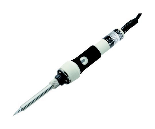 トラスコ中山 温調式はんだこて キャップなし PX-T201B 1本●はんだ付け対象にあわせて、自由に温度設定できます。●こて先温度をセンサーがキャッチし、常に一定温度を保ちます。●プラグをコンセントに差し込むとヒ-タ-通電ランプが点灯します。●こて先温度が設定温度に達するとヒ-タ-通電ランプが点滅に変わりますので、ヒ-タ-通電ランプの状態をご確認の上ご使用下さい。●電源（V）：100●消費電力（W）：70●最高温度（℃）：450●付属コテ先：PXT20RTB●全長（mm）：210●設定温度（℃）：250〜450●温調はんだこて（250〜450℃）●原産国：日本●コード番号：207-7666