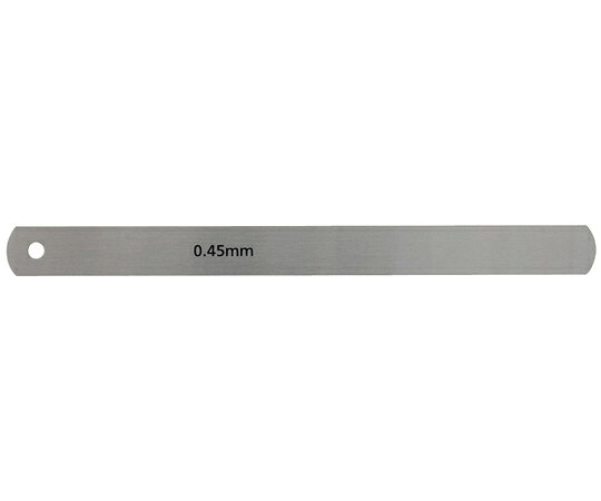 新潟精機（SK） シクネスゲージリーフ　長さ150mm　厚さ0.45mm S150-045 1個●隙間測定に。●測定器では測りづらい二平面間の微細な隙間に差し込むことにより正確に検査できます。●自動車や発動機関のピストンやシリンダ部の間隔測定に必要不可欠な測定具です。●リーフ幅（mm）：12.7●リーフ長（mm）：150●リーフ厚（mm）：0.45●厚さの許容差（mm）：±0.02●リーフ：炭素工具鋼●【注意点】商品に付着している白い粉は防錆剤です。●コード番号：00110858