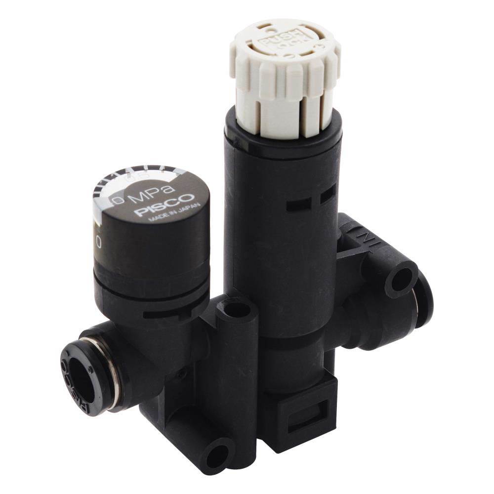 新潟精機（SK） レギュレータ 圧力ゲージ付 黒 RVUMP6-6 1個