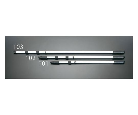 エスコ ローラー刷毛用延長ハンドル 78-182cm EA109NB-102 1本●ローラー刷毛用延長ハンドル●材質：本体：アルミ、先端ネジ部：プラスチック●装着方法：ねじ込み方式●全長：78〜182cm（3段切換）●ハンドル径：1段目：25mm、2段目：22mm、3段目：19mm●重量：333g●適用ローラーハンドル：EA109NA-1〜-3・-11（旧）・-12・-13（旧）・-51（旧）・-52（旧）・-53（旧）・-61〜-63・-71〜-73　EA109NB-100（旧）・-150　（旧）　EA109NC-1・-2・-4・-5・-51（旧）・-52（旧）・-53（旧）・-61〜-63・-70　EA109ND-11〜-13・-31〜-33・-51〜-52・-61（旧）・-62（旧）・-71（旧）・-72（旧）　EA109NE〜-40,-150・-180・-225