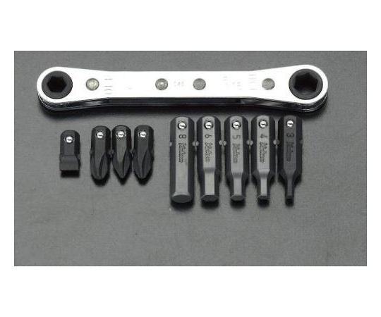エスコ 1/4"・Hexドライバービットセット(ラチェット付) EA550KD 1組