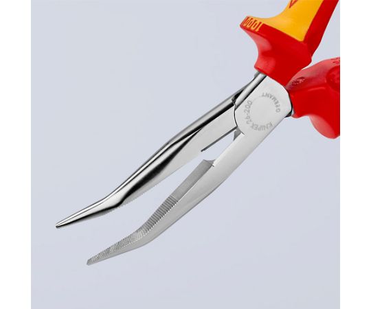 エスコ 200mm絶縁ラジオペンチ(グリップ付/先曲/メッキ) EA537KE-200 1個