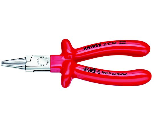 エスコ 160mm絶縁ラウンドノーズプライヤー(メッキ) EA537MB-16 1個