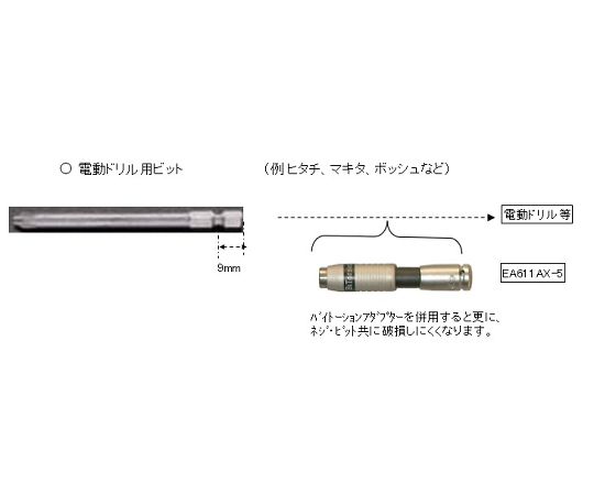 エスコ No3×89mm [+]ドライバービット EA611GA-18 1本