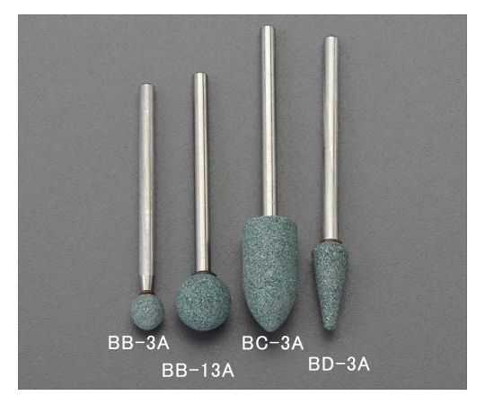 エスコ 軸付砥石（丸/緑）　φ10mm/3mm軸 EA819BB-13A 1個