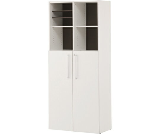 アール・エフ・ヤマカワ プリーマ 木製格子型シェルフ 2列5段 ホワイト 共通扉付き グレーバック SHWKS3-25LDWH2 1台