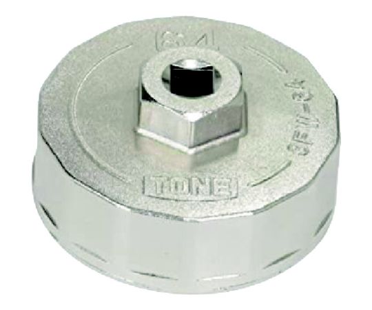 TONE オイルフィルターレンチ 14角 外径82mm 全高35mm 差込角9.5mm 対辺寸法74mm 3FW-74 1個